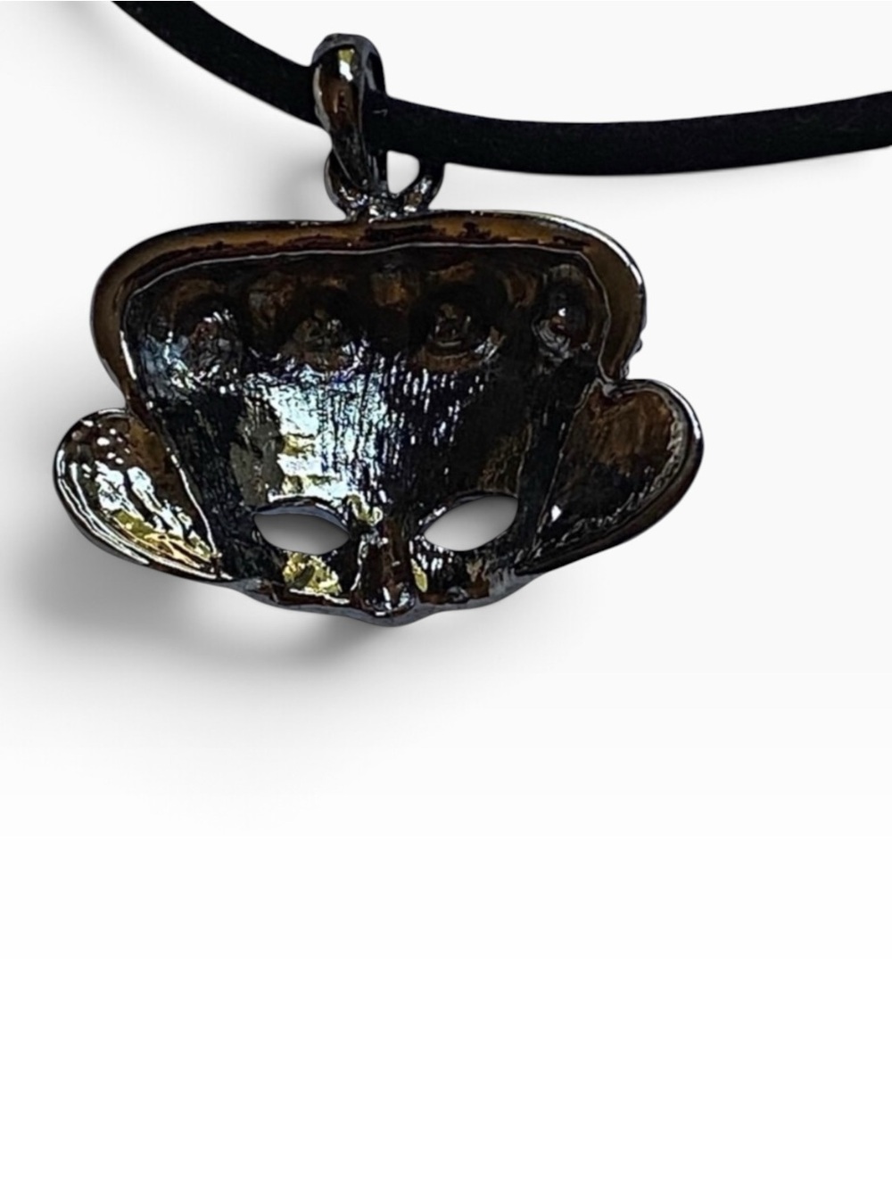 Hand Crafted Crown Mask Masquerade Necklace on Velvet Carnival Rio Regal - Picture 4 of 5